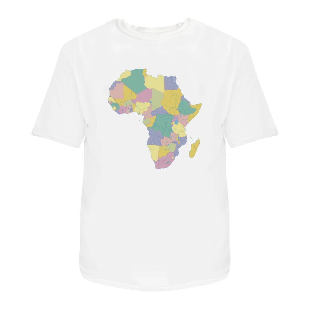 'Map Of Africa' Unisex T-Shirt - 100 % Cotton, White, S (TA00188852)