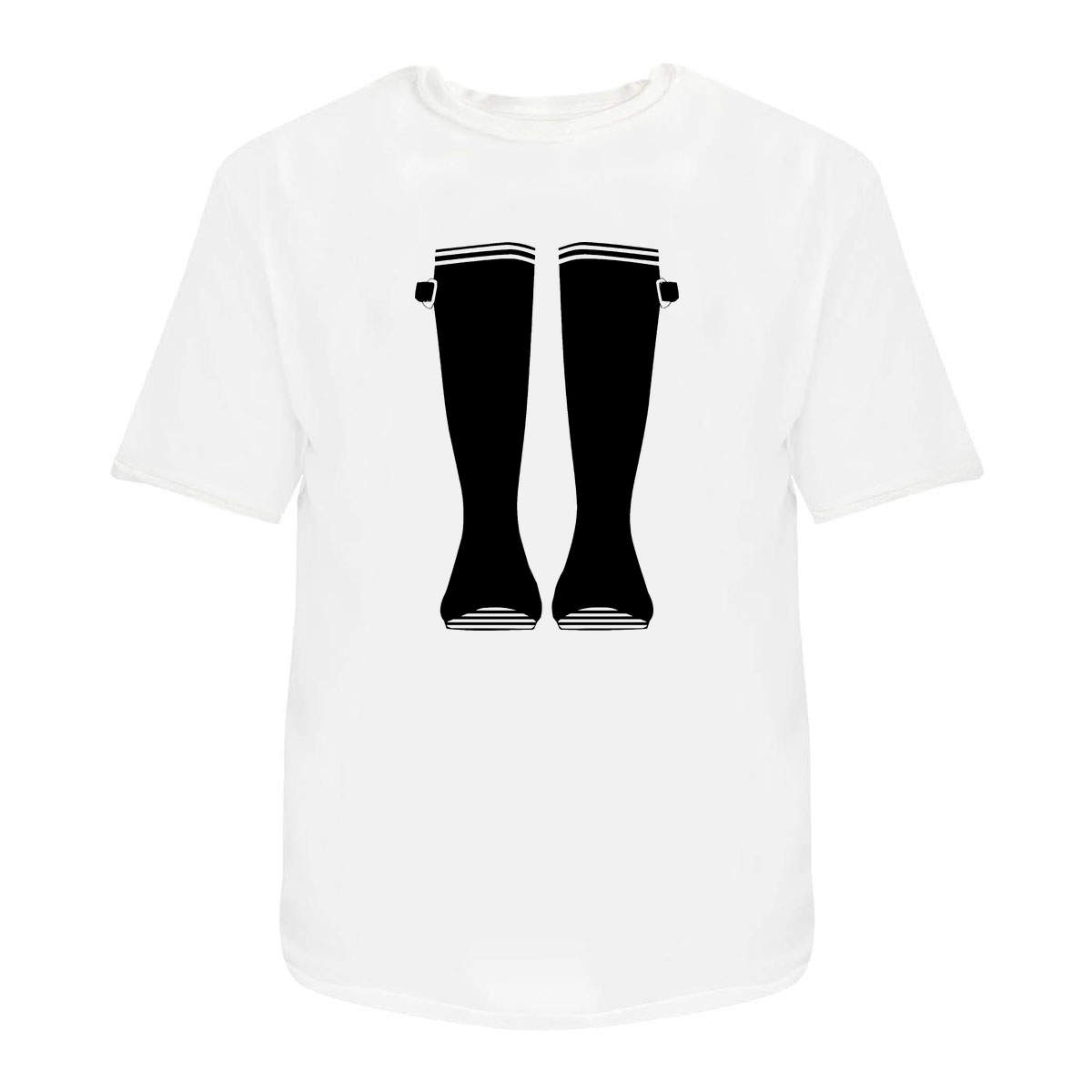 'Rubber Boots' Unisex T-Shirt - White, S - Graphic Tee, 100% Cotton Short Sleeve Top for Men and Women (TA00197780)