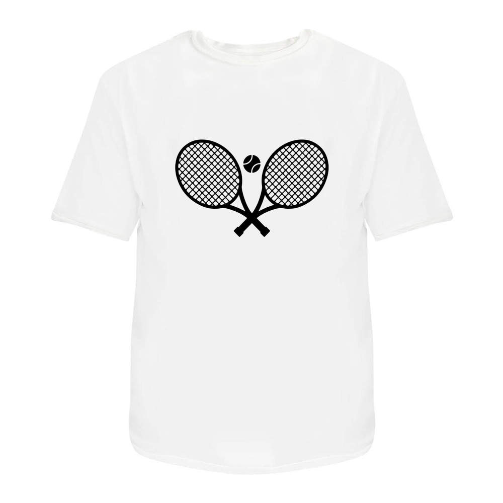 'Tennis Rackets And Ball' Unisex T-Shirt - 100 % Cotton, White, S (TA00287148)