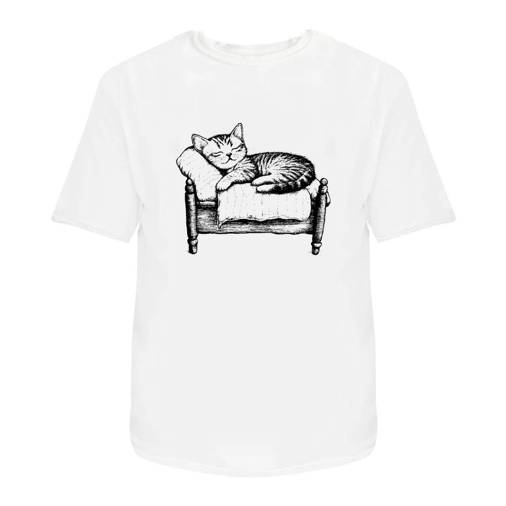 'Cute Kitten Sleeping' Unisex T-Shirt - 100% Cotton (S-XXL) (TA049227)