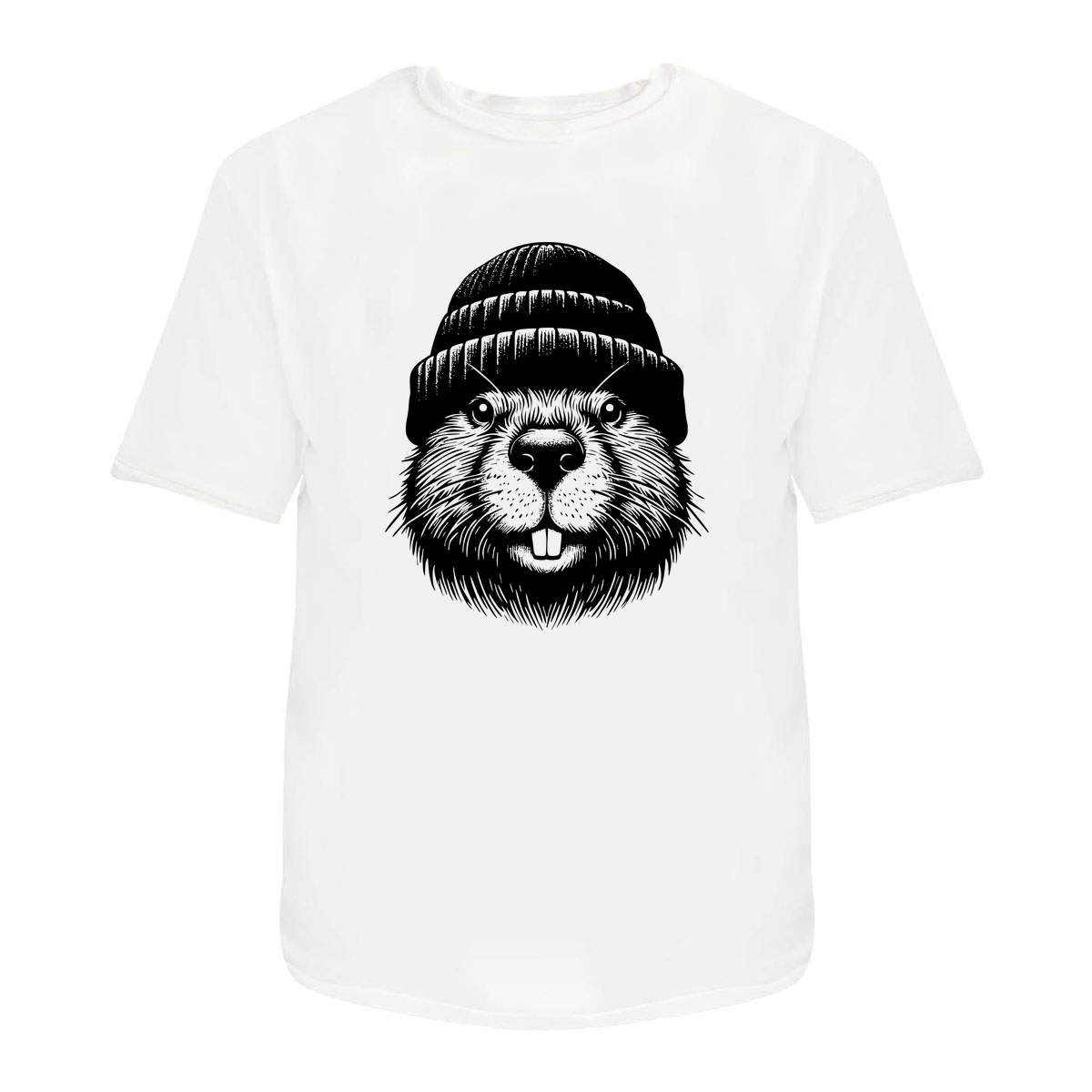 'Beaver Wearing Beanie Hat' Unisex T-Shirt -  100% Cotton (S-XXL) (TA049522)