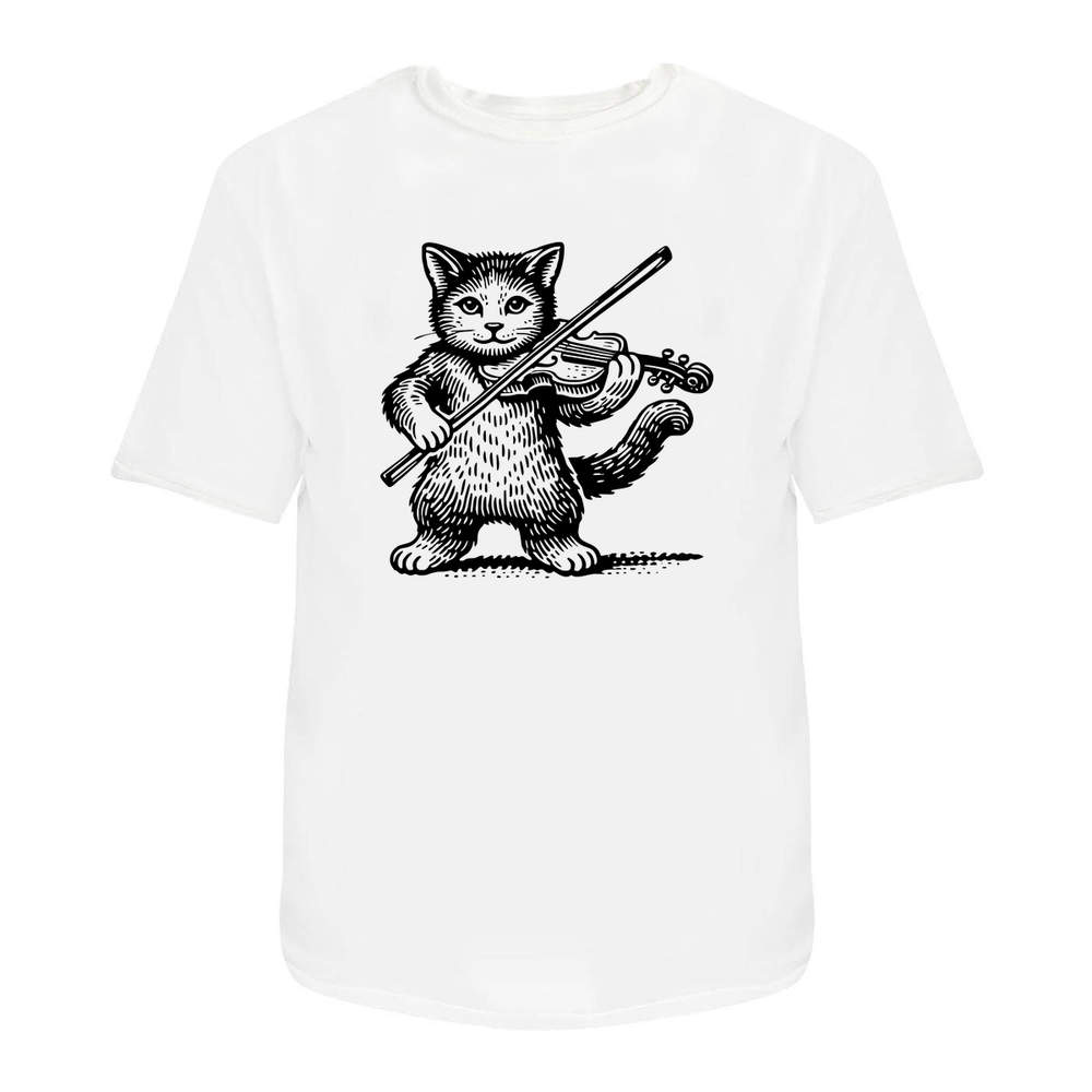 'Cat Playing Fiddle' Unisex T-Shirt - 100% Cotton (S-XXL) (TA051618)