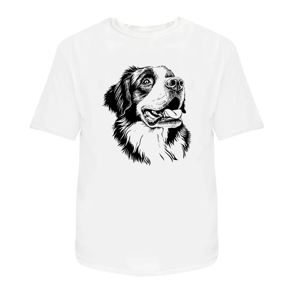 'St Bernard Dog Portrait' Unisex T-Shirt - 100 % Cotton, White, S (TA00350998)