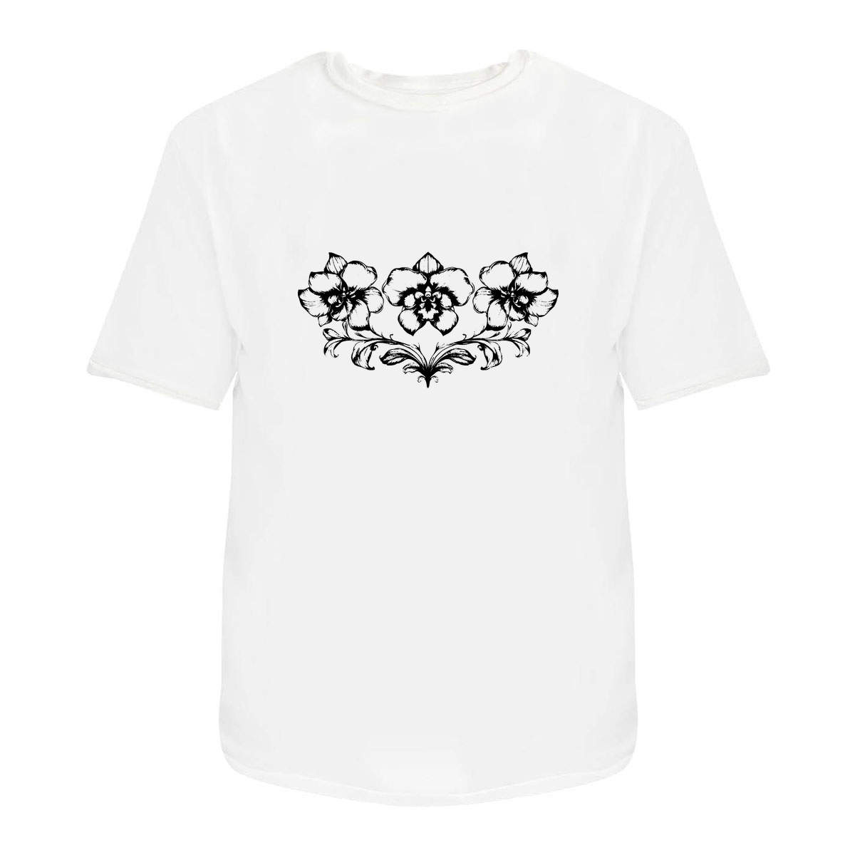 ‘Symmetrical Orchid Line Art’ Unisex T-Shirt – 100% Cotton (S-XXL) (TA052526)