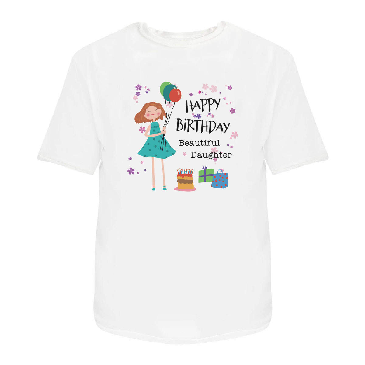 'Happy Birthday Daughter' Unisex Cotton T-Shirt - Graphic Tee / Short Sleeve Top for Men and Women (TA053017)