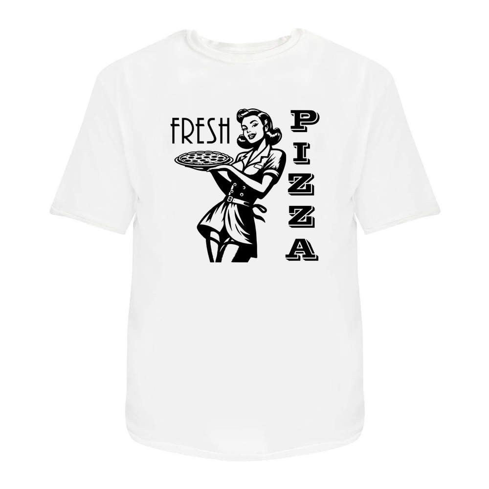 'Retro Pizza Girl' Unisex T-Shirt - 100% Cotton (S-XXL) (TA053792)