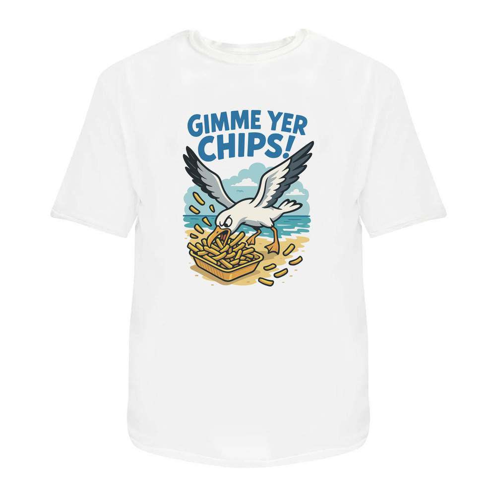 'Gimme Your Chips Seagull' Unisex T-Shirt - 100% Cotton (S-XXL) (TA054908) - Picture 11 of 15