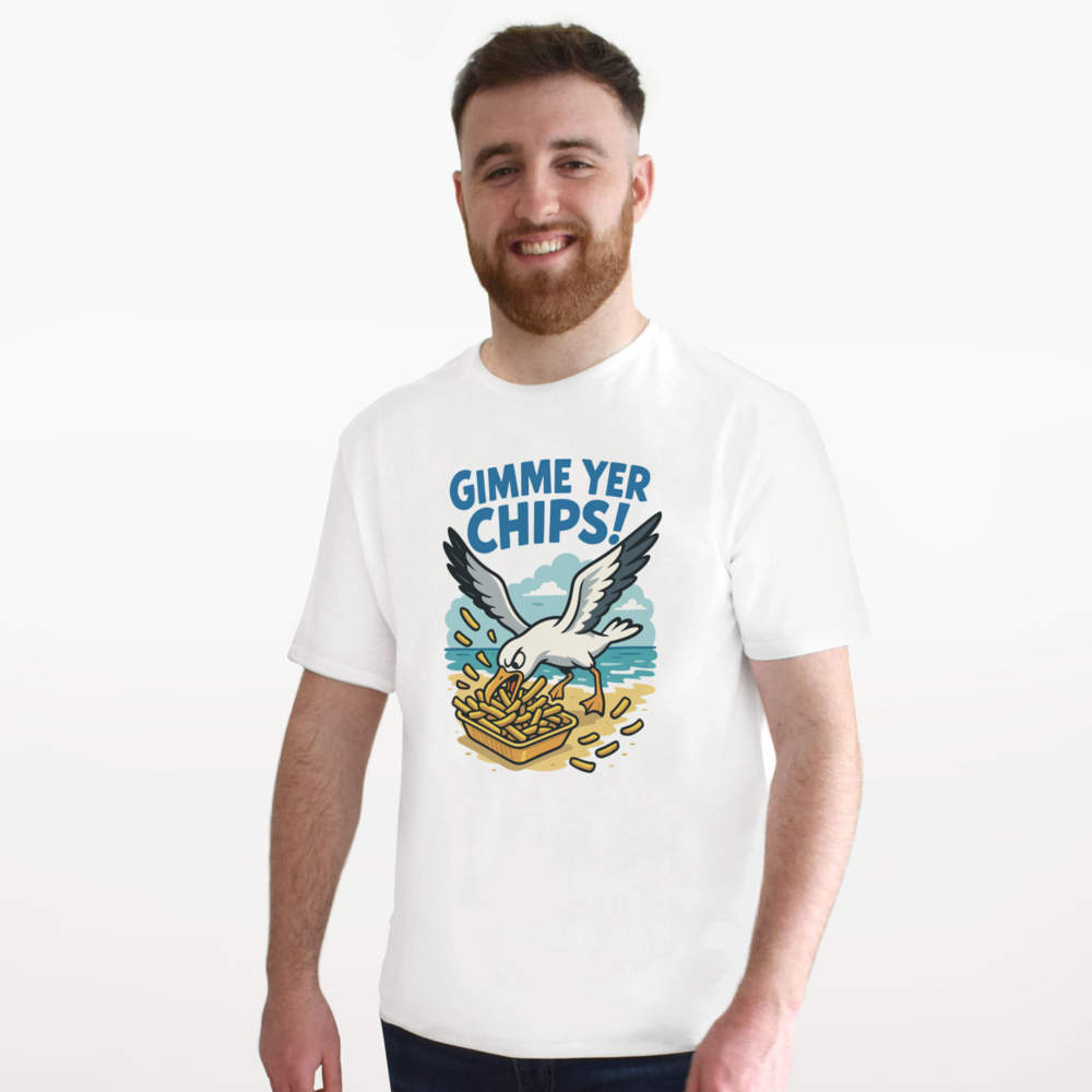 'Gimme Your Chips Seagull' Unisex T-Shirt - 100% Cotton (S-XXL) (TA054908) - Picture 13 of 15