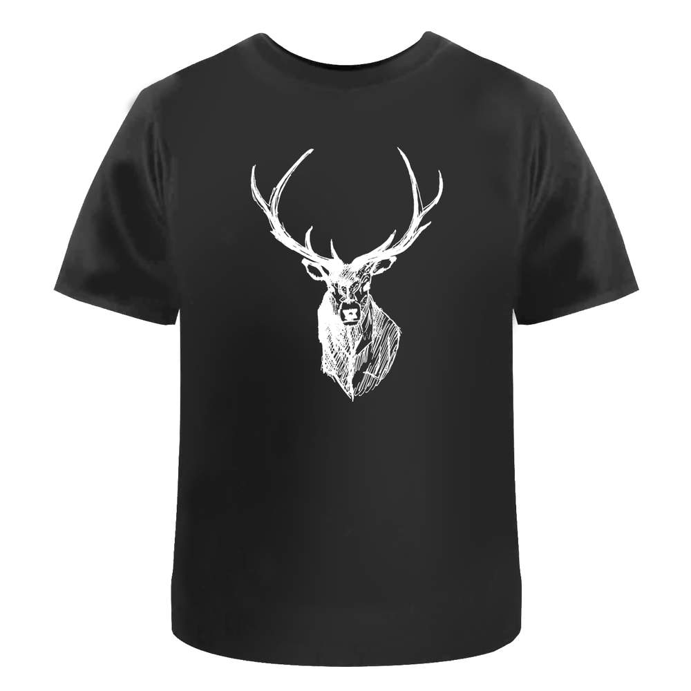 'Stag Head' Unisex T-Shirt - Elegant Deer Antlers Wildlife Illustration - 100% Cotton (S-XXL) (TA010005)