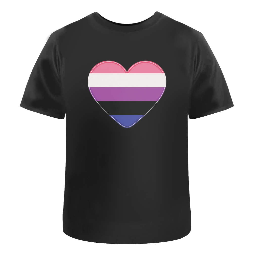 'Gender Fluid Flag Heart' Unisex T-Shirt - 100% Cotton (S-XXL) (TA035668)