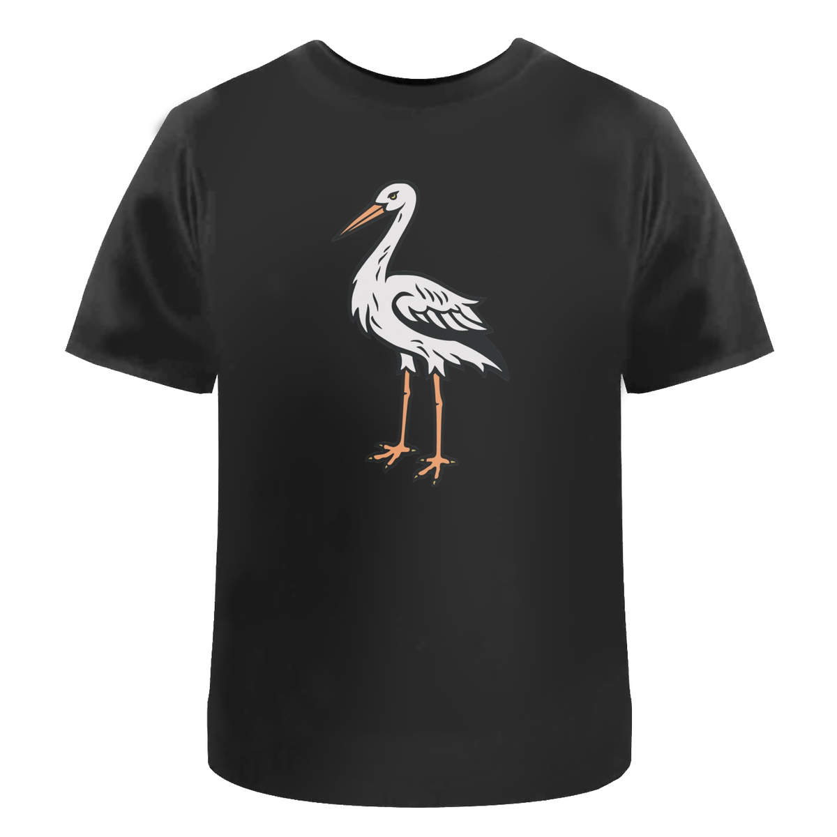'Bird Stork ' Unisex T-Shirt -  100 % Cotton, Black, S (TA00304314)