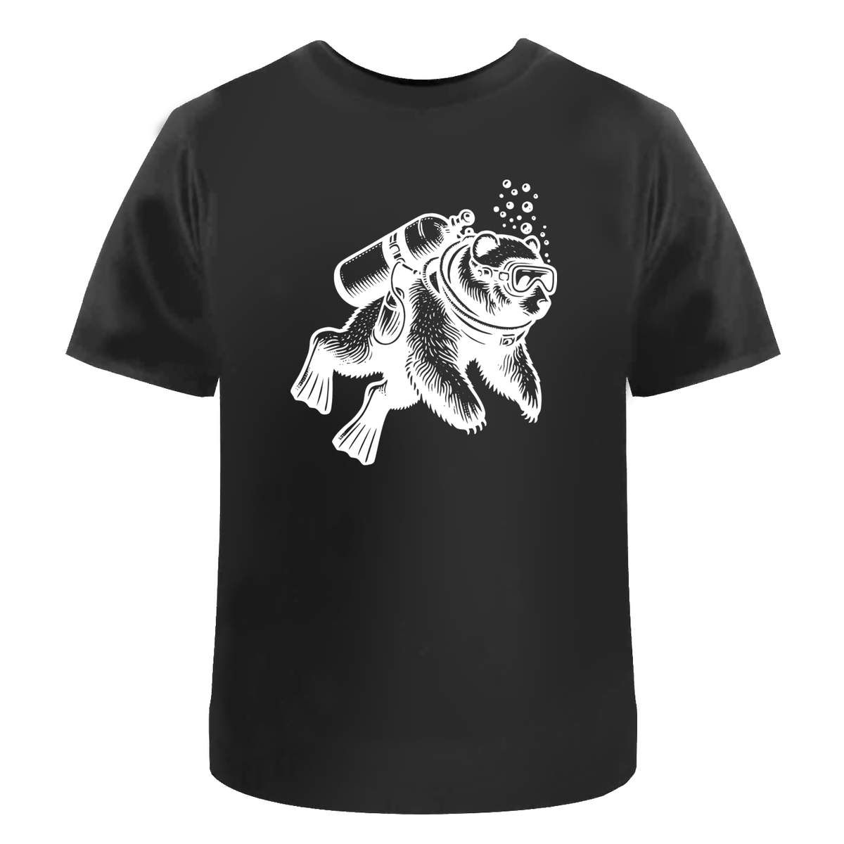 'Scuba Diving Bear' Unisex Cotton T-Shirt - Graphic Tee / Short Sleeve Top for Men and Women (TA048787)