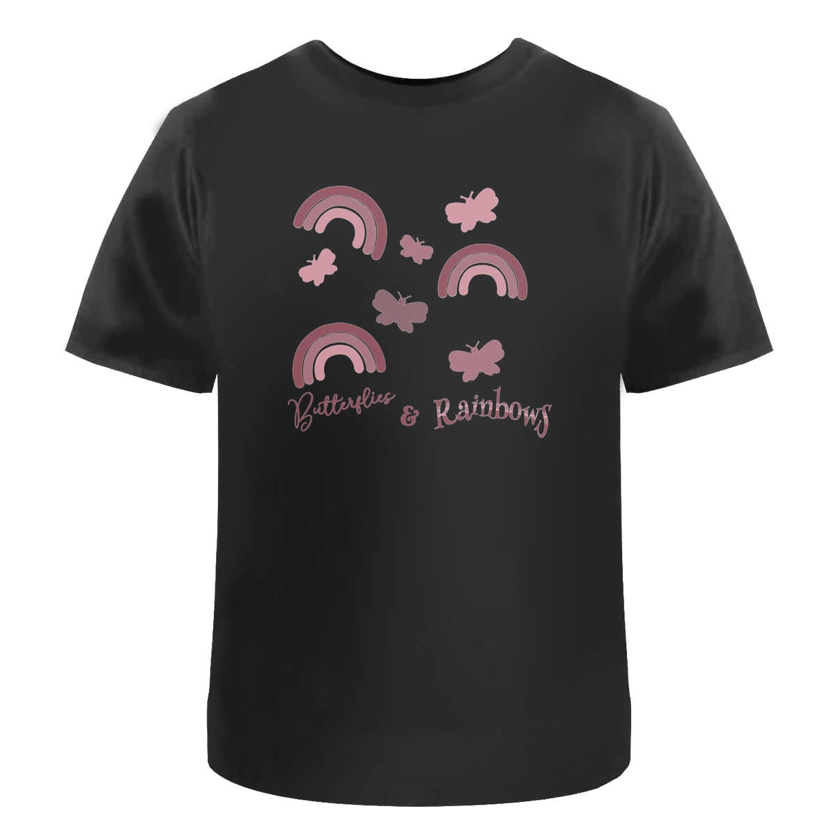 'Butterflies and Rainbows' Unisex Cotton T-Shirt - Graphic Tee / Short Sleeve Top for Men and Women (TA049437)