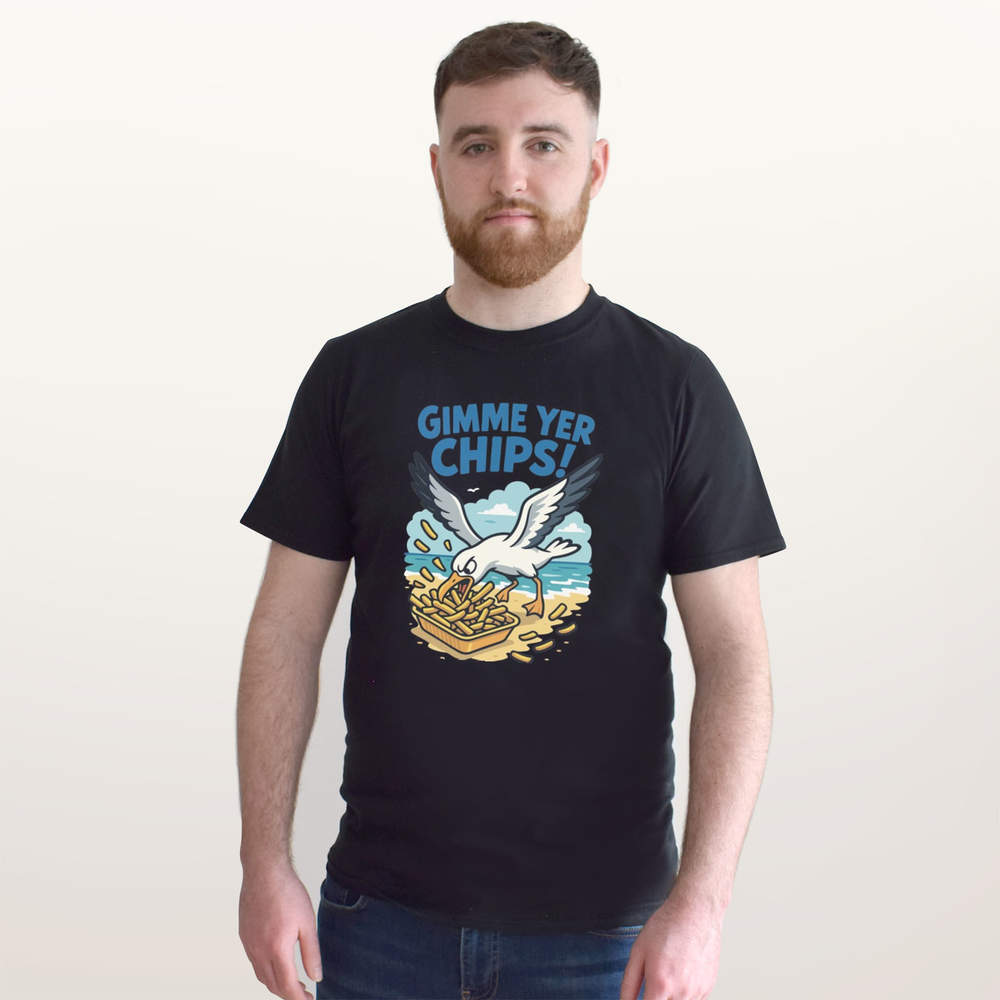 'Gimme Your Chips Seagull' Unisex T-Shirt - 100% Cotton (S-XXL) (TA054908) - Picture 7 of 15