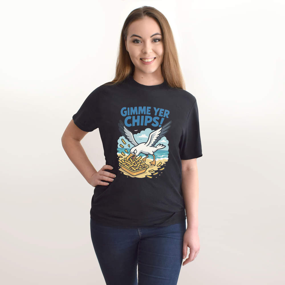 'Gimme Your Chips Seagull' Unisex T-Shirt - 100% Cotton (S-XXL) (TA054908) - Picture 8 of 15