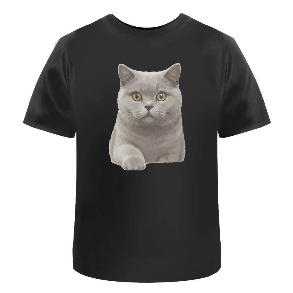 'British Shorthair Cat' Unisex T-Shirt - 100 % Cotton, Black, S (TA00391514)