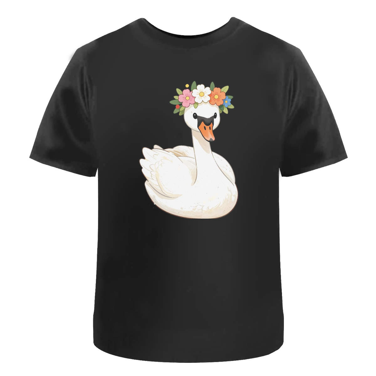 ‘Swan with Flower Crown’ Unisex T-Shirt – 100% Cotton (S-XXL) (TA061817)