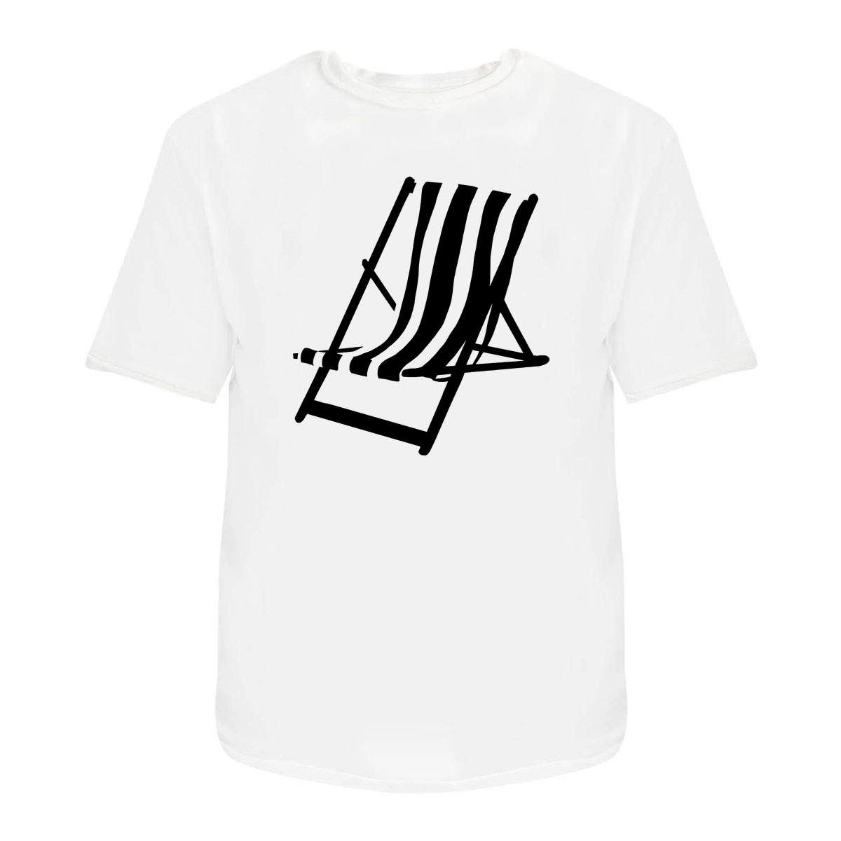'Deck Chair' Unisex T-Shirt - White, XL - Graphic Tee, 100% Cotton Short Sleeve Top for Men and Women (TA00023876)