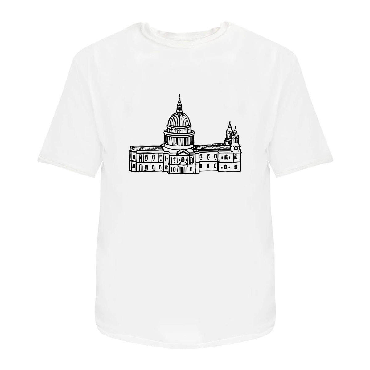 'St. Paul's Cathedral' Unisex T-Shirt - White, XL - Graphic Tee, 100% Cotton Short Sleeve Top for Men and Women (TA00044240)