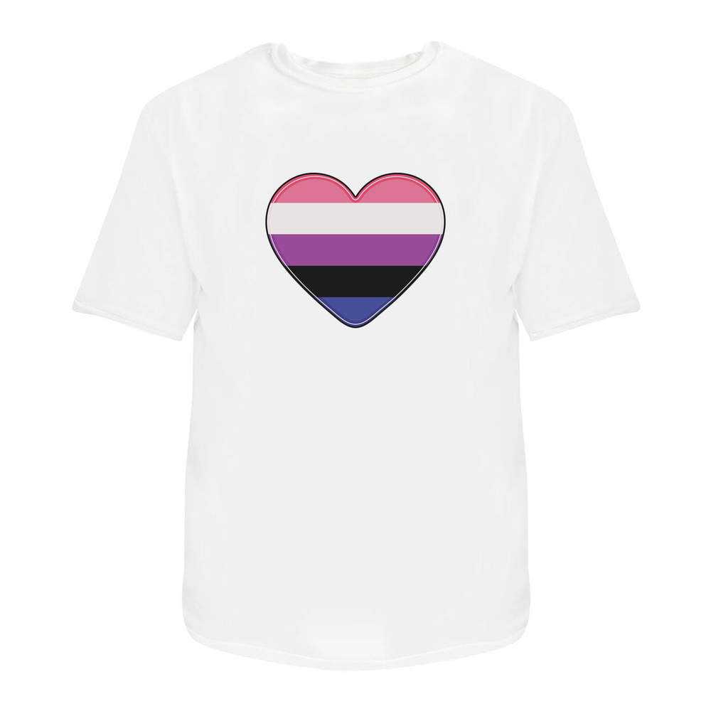 'Gender Fluid Flag Heart' Unisex T-Shirt - 100 % Cotton, White, XL (TA00164568)