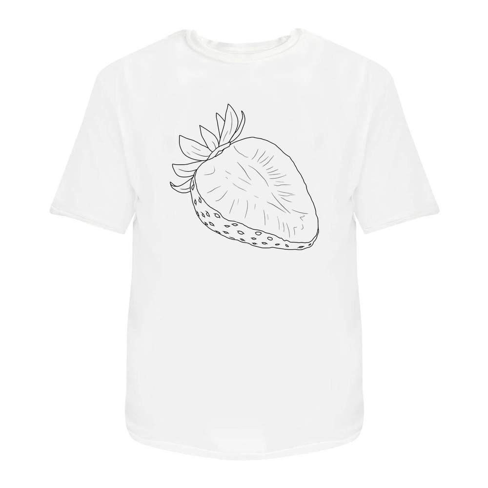 'Sliced Strawberry' Unisex T-Shirt - 100 % Cotton, White, XL (TA00371421)