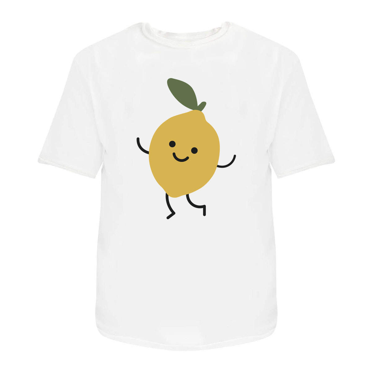 'Happy Lemon' Unisex T-Shirt - White, XL - Graphic Tee, 100% Cotton Short Sleeve Top for Men and Women (TA00376181)