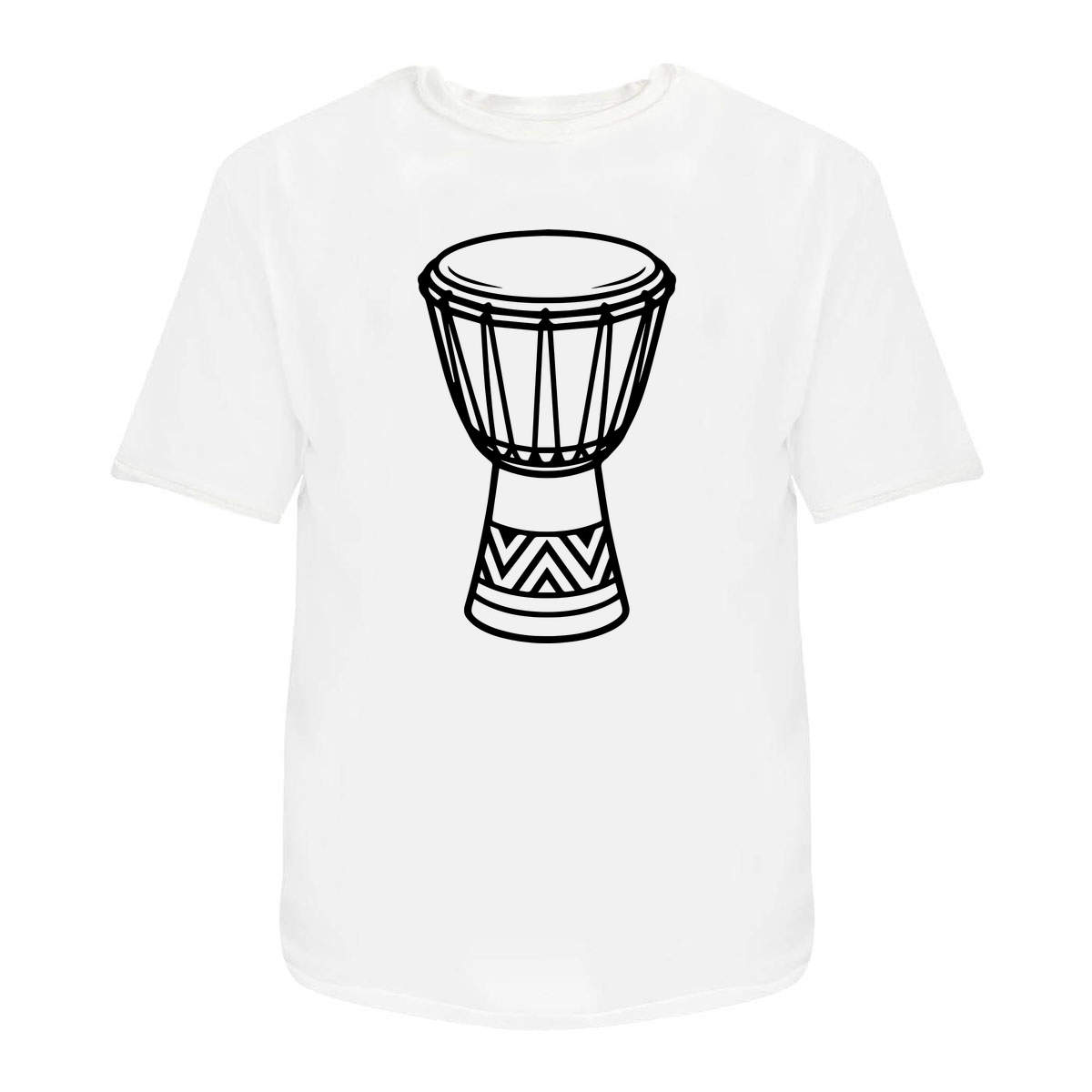 'Traditional Hand Drum' Unisex T-Shirt - White, XL - Graphic Tee, 100% Cotton Short Sleeve Top for Men and Women (TA00423309)