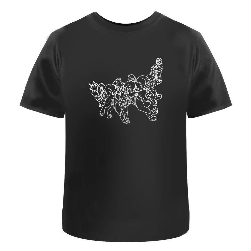 'Running Sled Dogs' Unisex T-Shirt - 100 % Cotton, Black, XL (TA00108568)