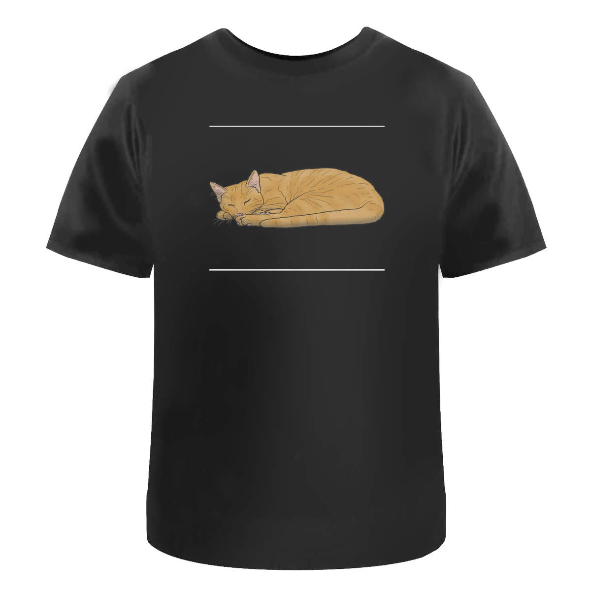 'Sleeping Ginger Cat' Unisex T-Shirt - Black, XL - Graphic Tee, 100% Cotton Short Sleeve Top for Men and Women (TA00143820)