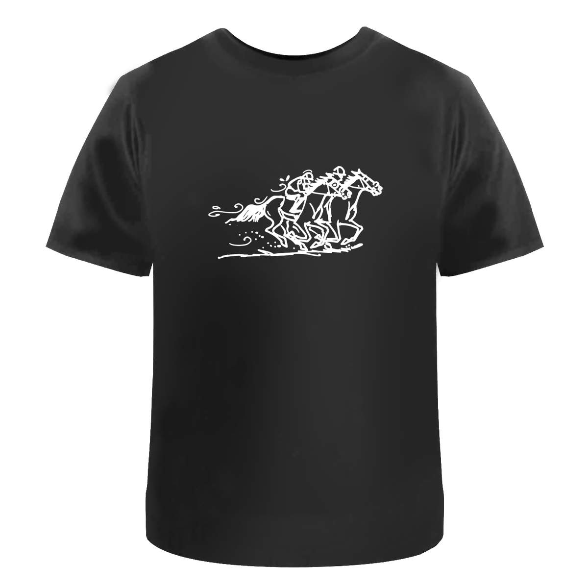 'Horse Racing' Unisex T-Shirt - Black, XL - Graphic Tee, 100% Cotton Short Sleeve Top for Men and Women (TA00147664)
