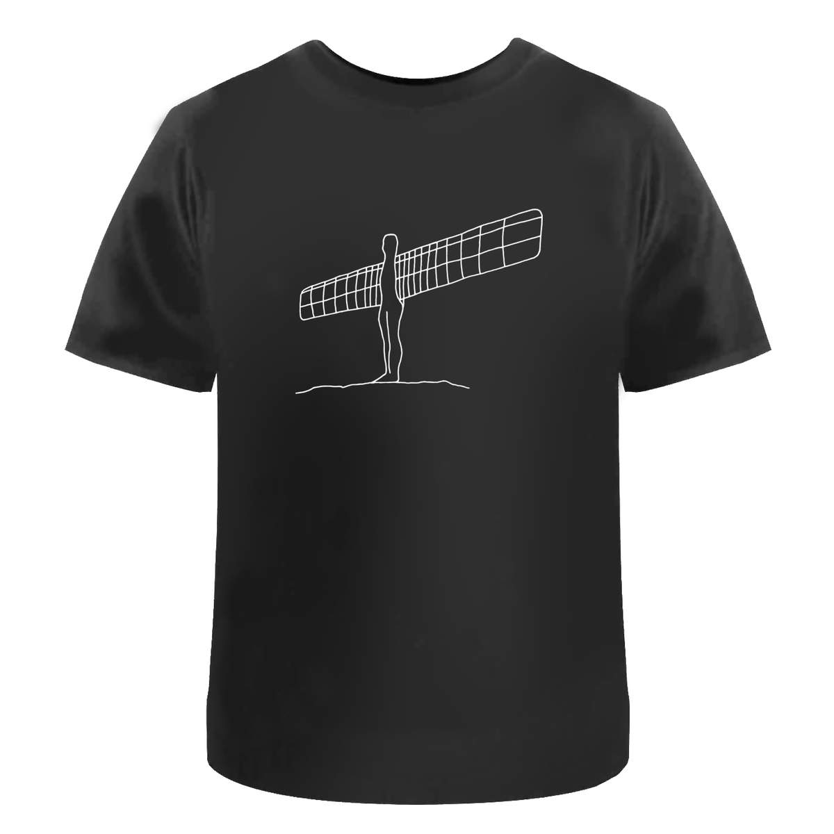 'Angel Of The North' Unisex T-Shirt - Black, XL - Graphic Tee, 100% Cotton Short Sleeve Top for Men and Women (TA00160948)