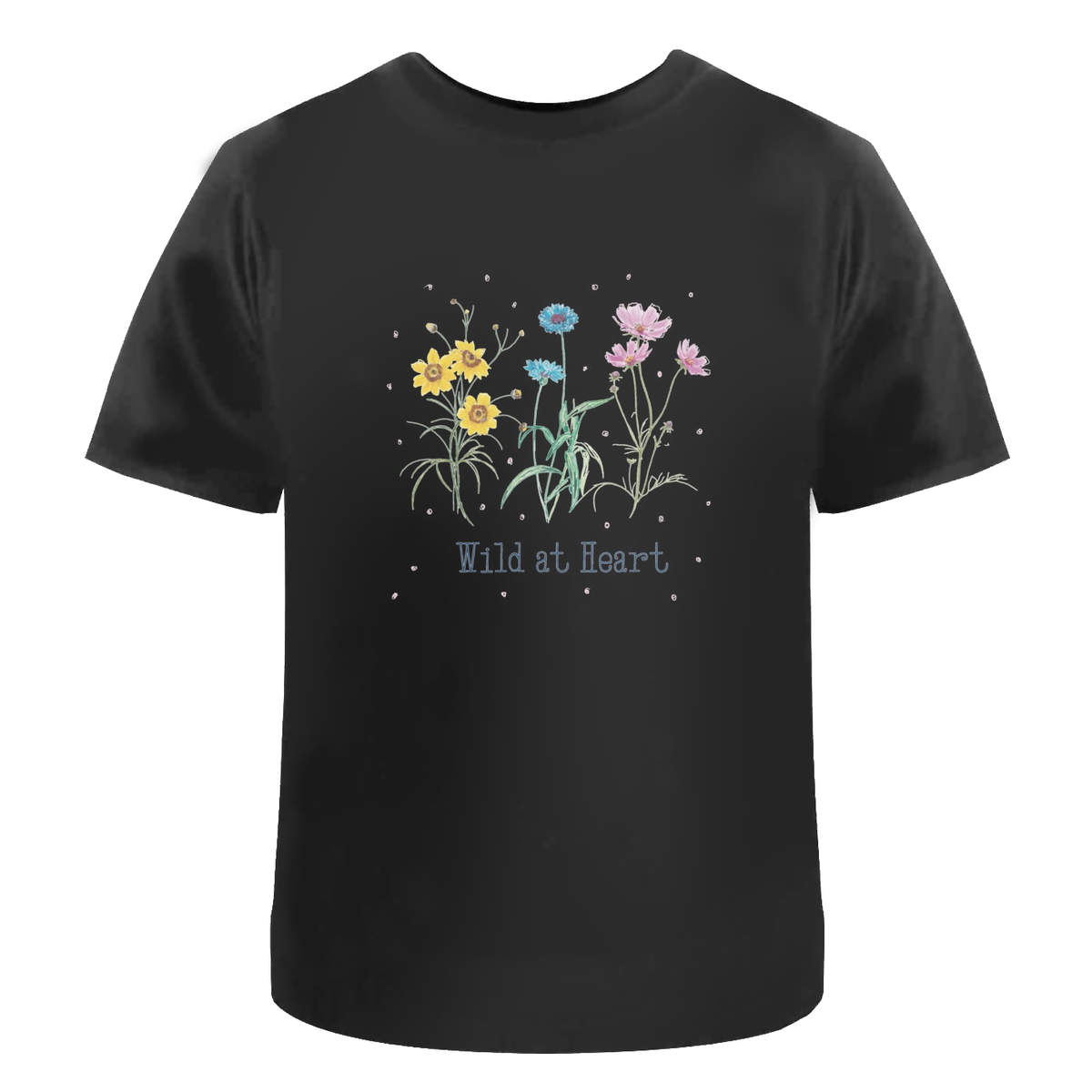 'Wild at heart flowers ' Unisex T-Shirt -  100 % Cotton, Black, XL (TA00198251)
