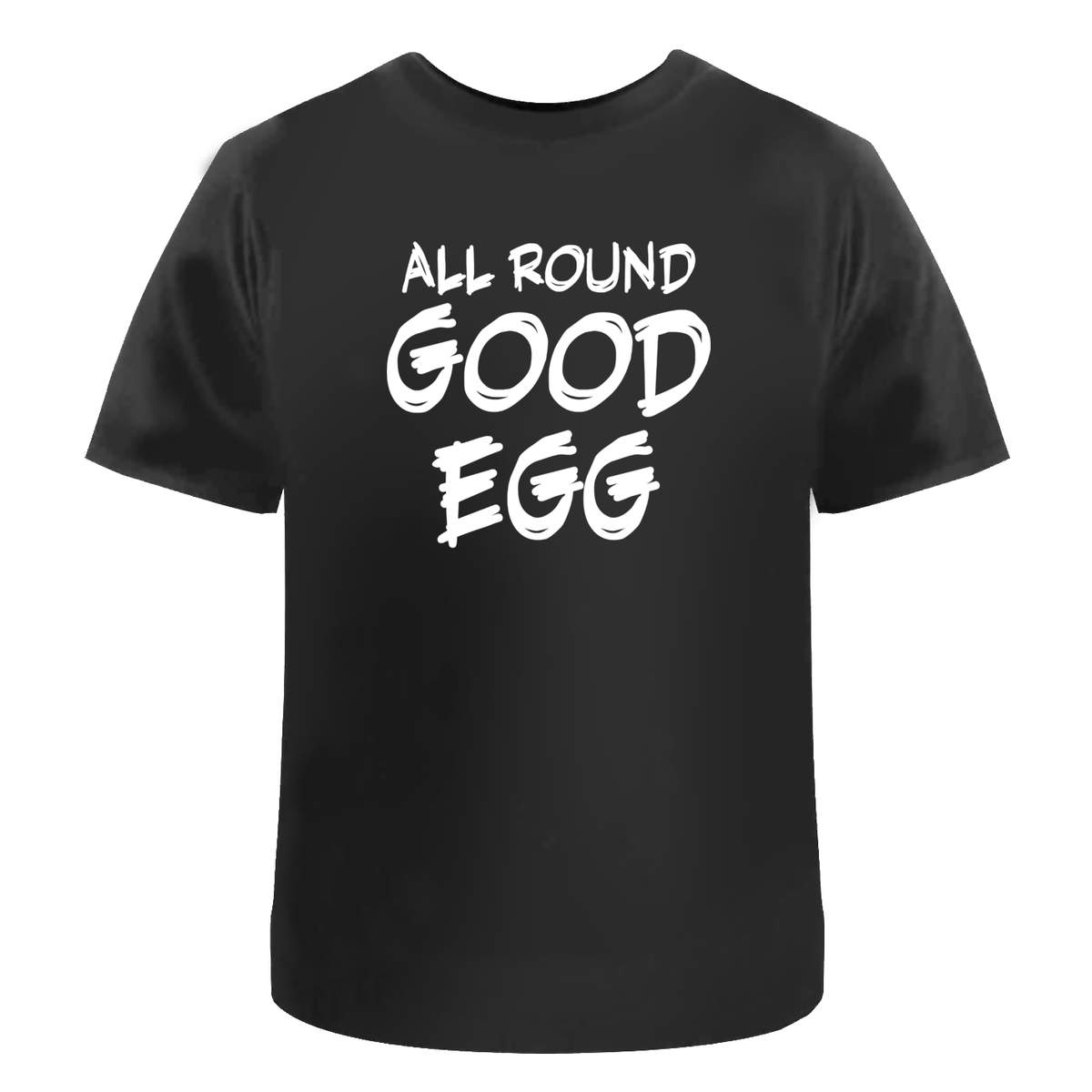 'All Round Good Egg' Unisex T-Shirt - Black, XL - Graphic Tee, 100% Cotton Short Sleeve Top for Men and Women (TA00338327)