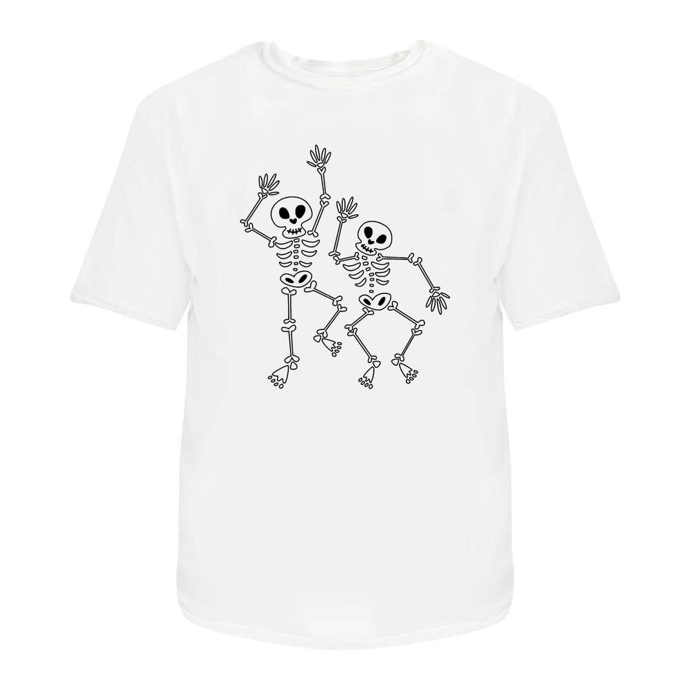 'Dancing Skeletons' Unisex T-Shirt - 100 % Cotton, White, XXL (TA00231712)