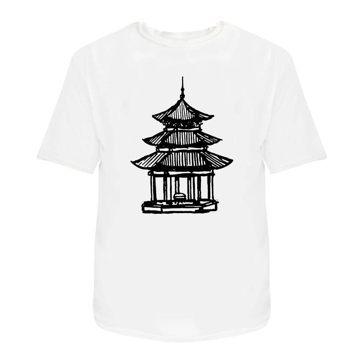 'Pagoda' Unisex T-Shirt -  100 % Cotton, White, XXL (TA00235546)