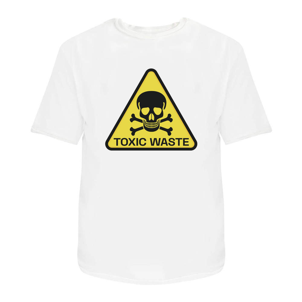 'Toxic Waste Sign' Unisex T-Shirt - 100 % Cotton, White, XXL (TA00239508)