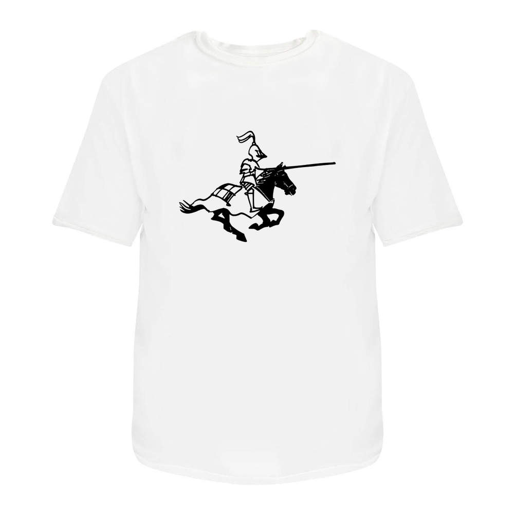 'Jousting Knight' Unisex T-Shirt - 100 % Cotton, White, XXL (TA00240226)