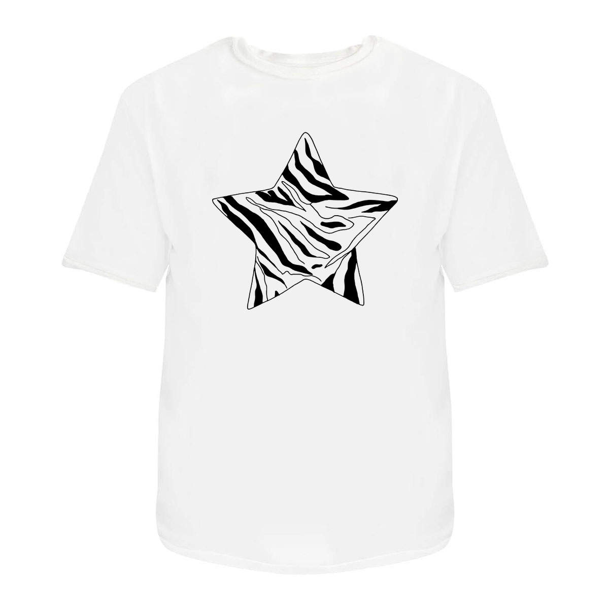'Zebra Print Star' Unisex T-Shirt -  100 % Cotton, White, XXL (TA00241675)