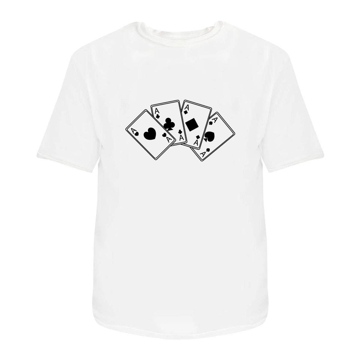'Aces Playing Cards' Unisex T-Shirt - White, XXL - Graphic Tee, 100% Cotton Short Sleeve Top for Men and Women (TA00247273)