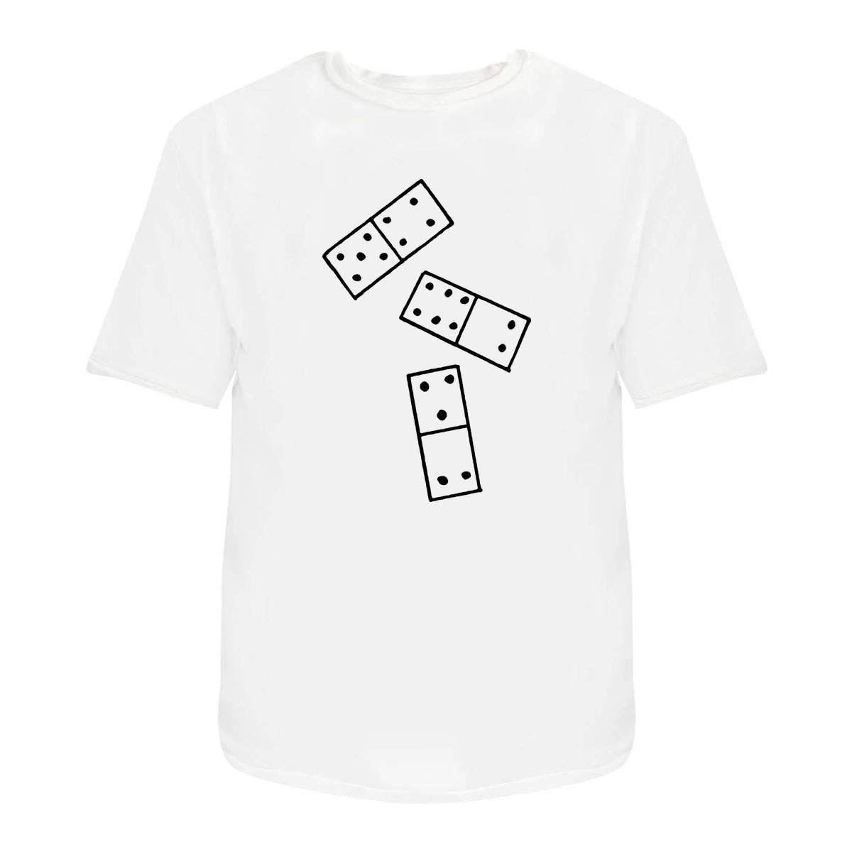 'Domino Pieces' Unisex T-Shirt - White, XXL - Graphic Tee, 100% Cotton Short Sleeve Top for Men and Women (TA00256187)