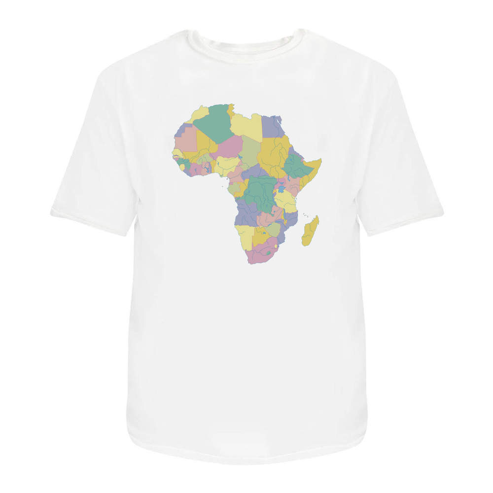 'Map Of Africa' Unisex T-Shirt - 100 % Cotton, White, XXL (TA00256921)