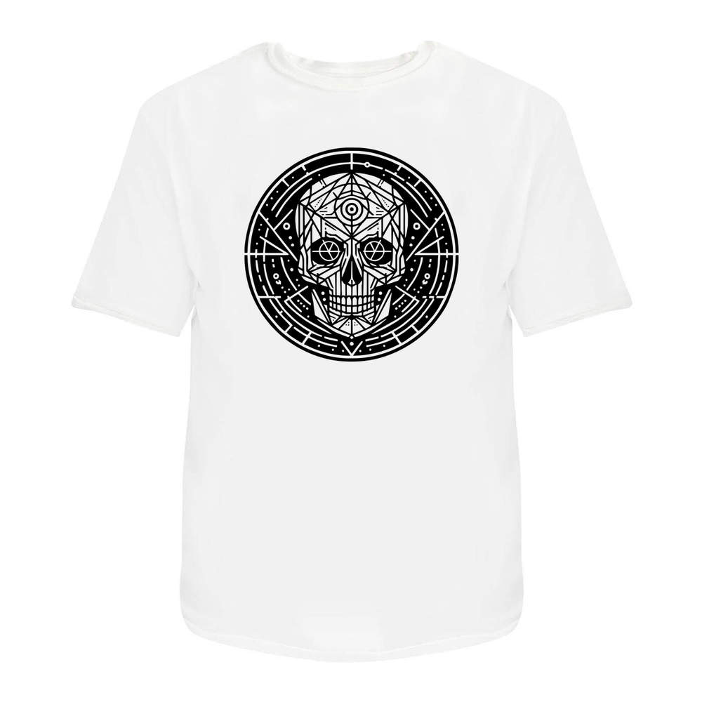 'Geometric Skull' Unisex T-Shirt - 100 % Cotton, White, XXL (TA00287932)