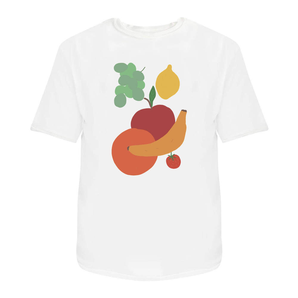 'Many Colourful Fruits ' Unisex T-Shirt - 100 % Cotton, White, XXL (TA00395562)