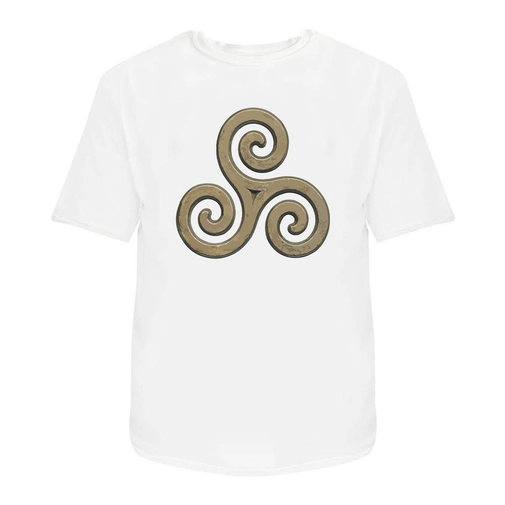 'Celtic Triskelion Triple Spiral Symbol Design' Unisex T-Shirt - 100 % Cotton, White, XXL (TA00401592)