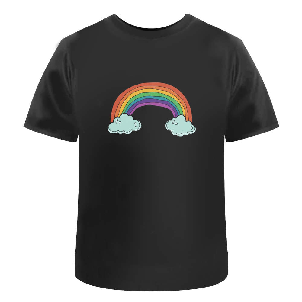 'Rainbow & Clouds' Unisex T-Shirt - 100 % Cotton, Black, XXL (TA00241520)