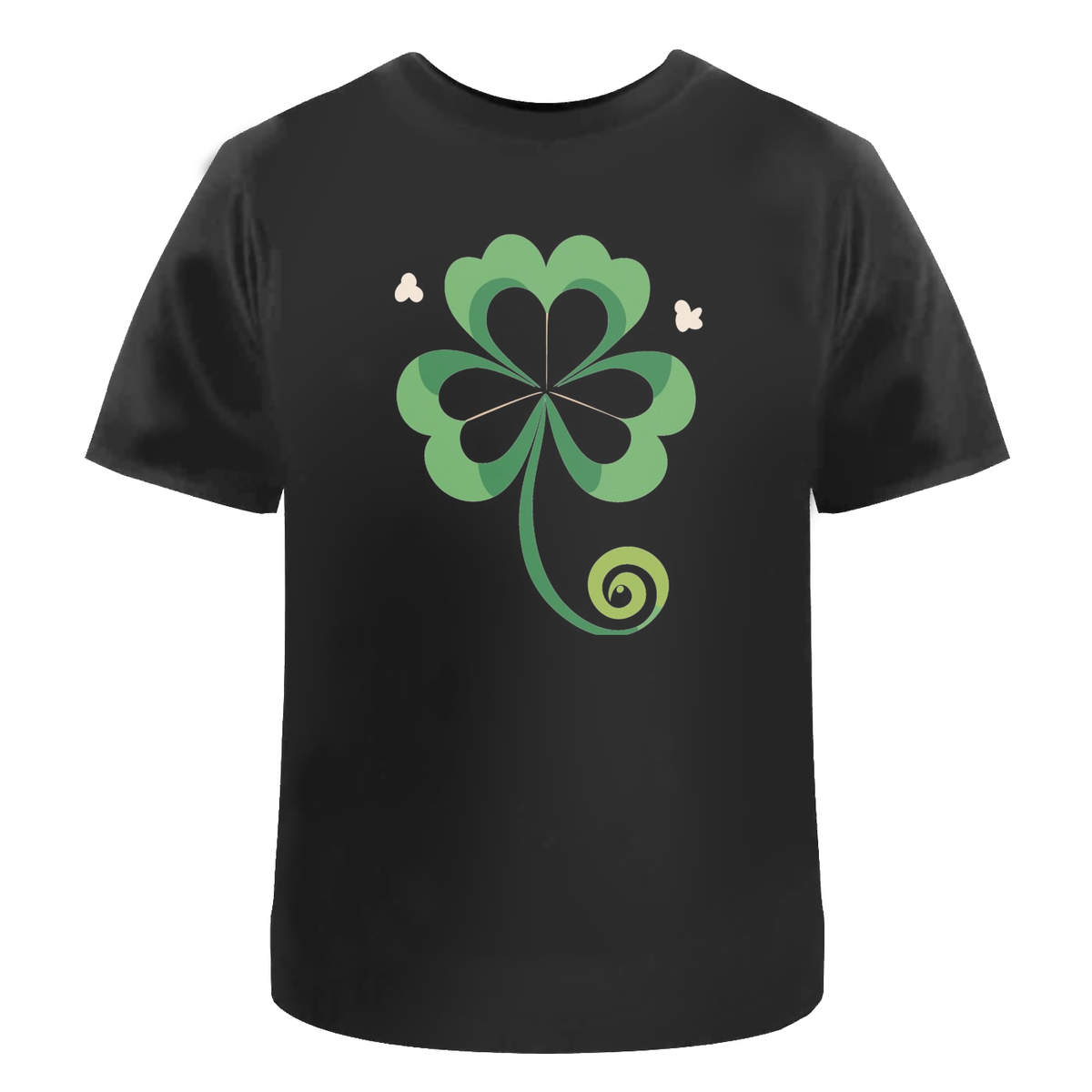 'Lucky Clover Leaf' Unisex T-Shirt -  100 % Cotton, Black, XXL (TA00286873)