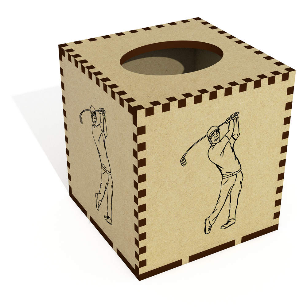 Square 'Golf Swing' Wooden Tissue Box Cover (TB00003287)