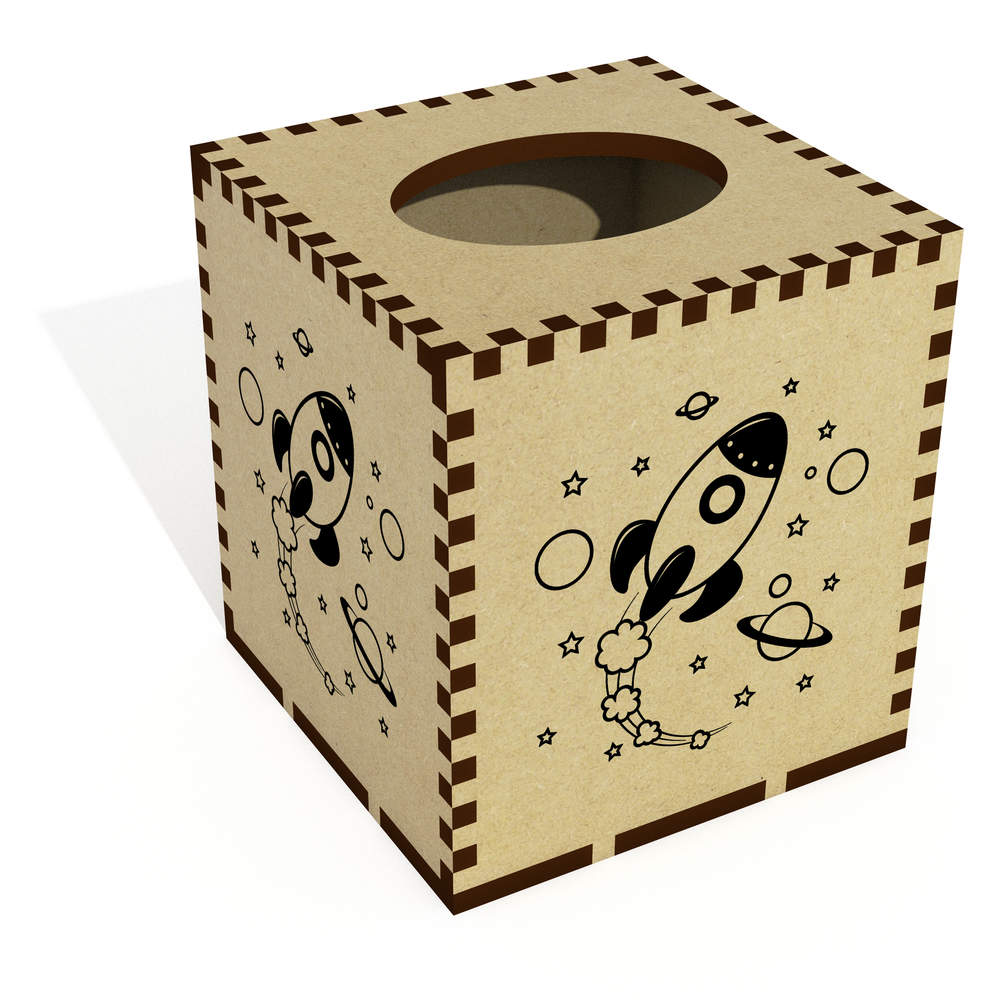Square 'Spaceship In Space' Wooden Tissue Box Cover (TB00017891)