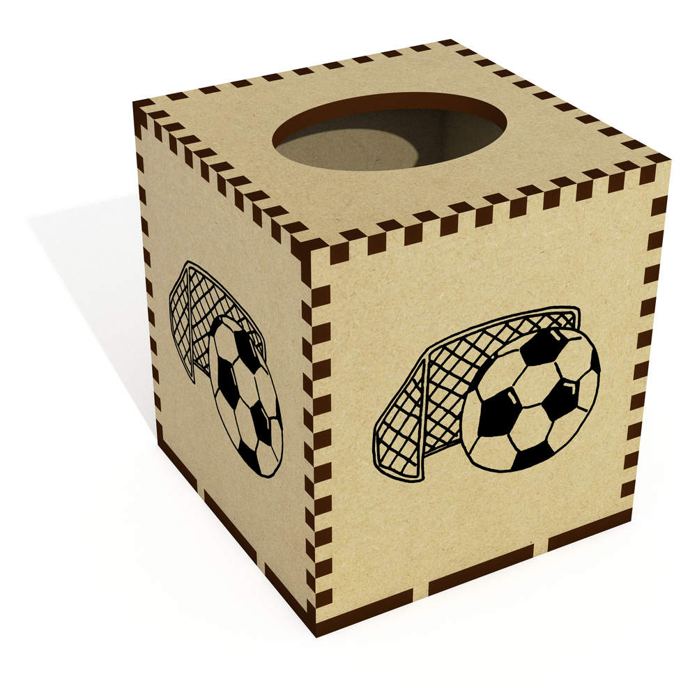 Square 'Football & Net' Wooden Tissue Box Cover (TB00020321)