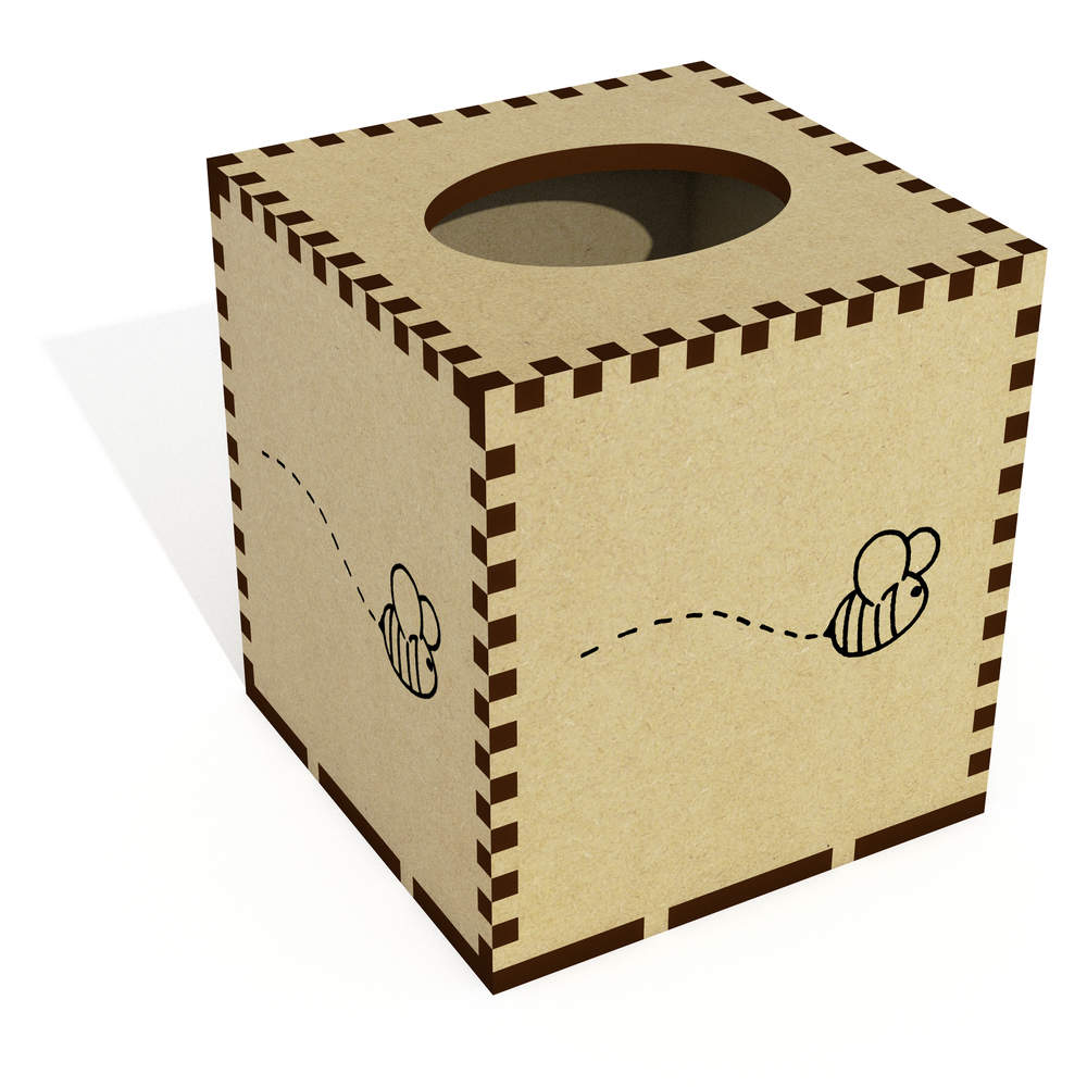 Square 'Bumble Bee' Wooden Tissue Box Cover (TB00025419)